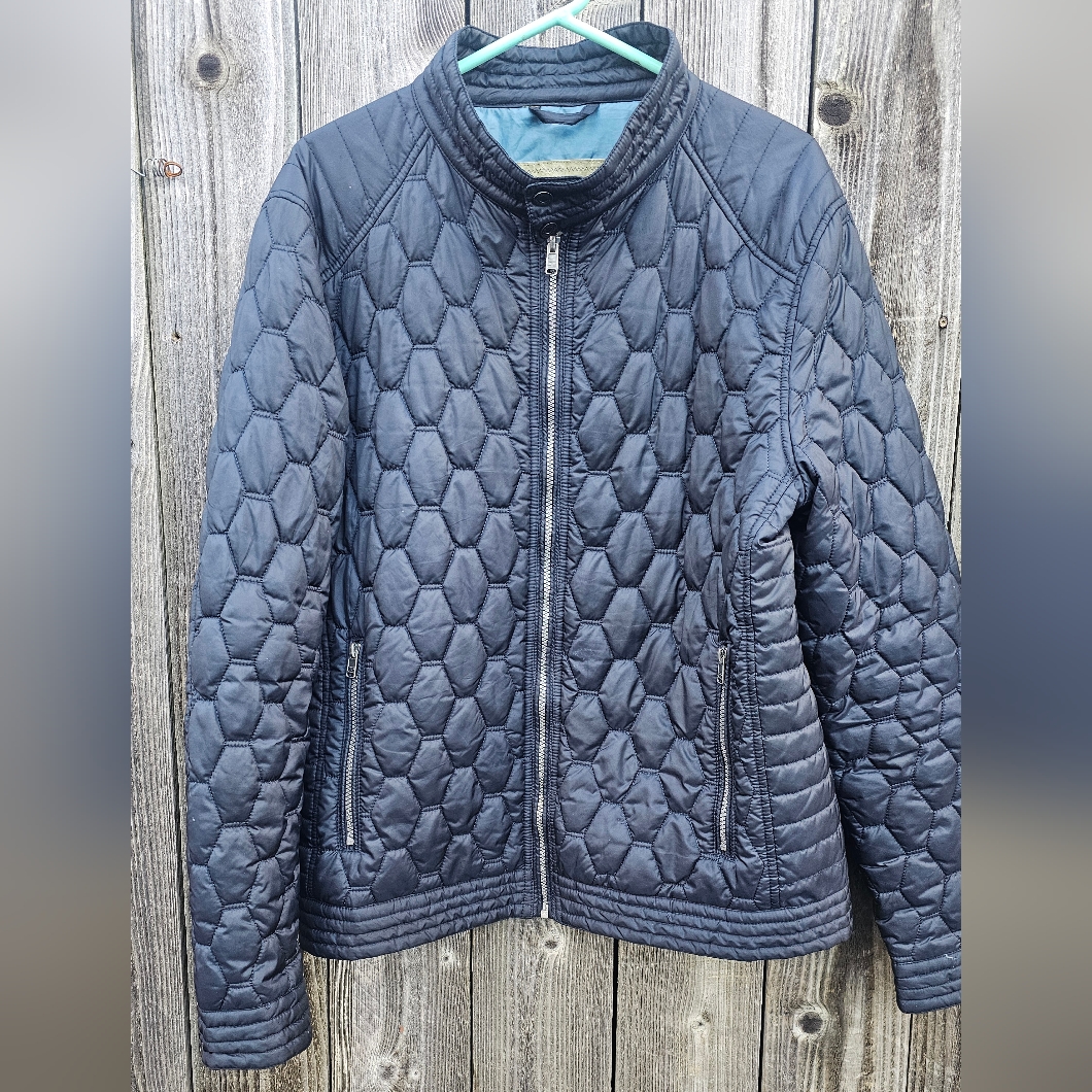 Duomo Women's Quilted Jacket Xl Nany Blue